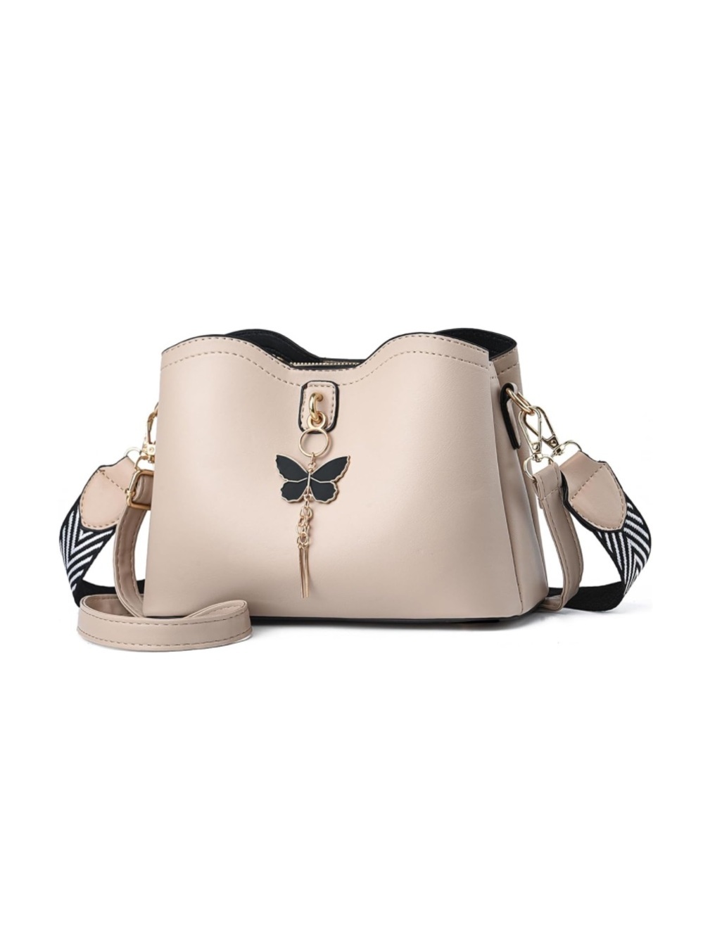 Beige Butterfly Charm Crossbody Bag - Women Bags